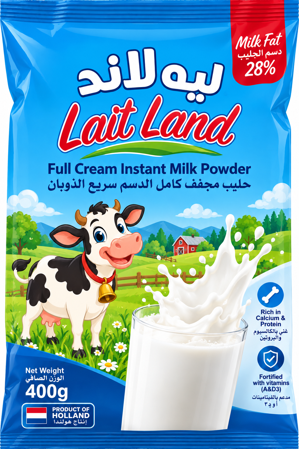 Lait Land Full Cream Instant Milk Powder 400g